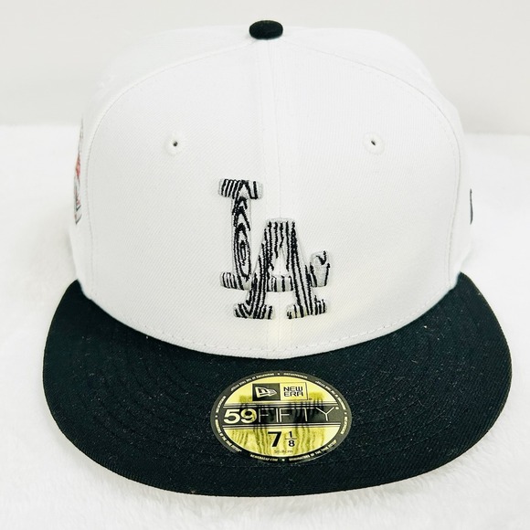 New Era Los Angeles Dodgers 50 Years 59FIFTY Fitted Hat Cap 7 1/8 White MLB - Picture 2 of 6